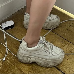 Naked Wolfe Sporty White Leather Sneakers -Used 38.5